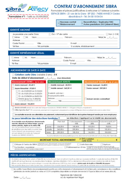 Formulaire Abonnement
