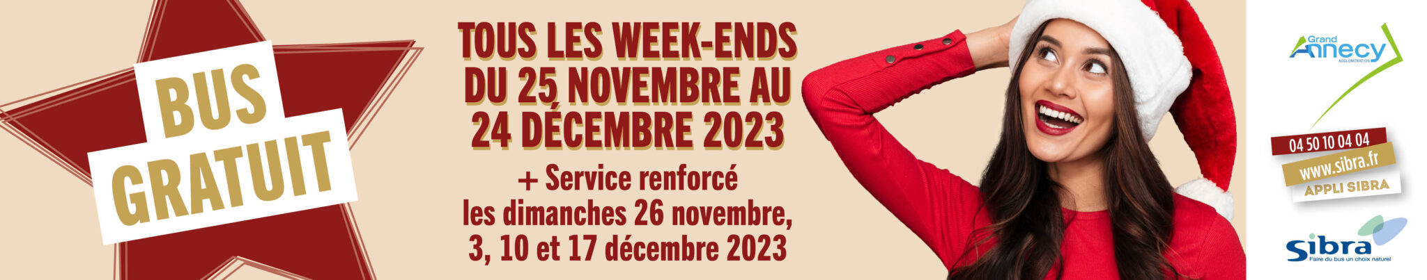 Bandeau Desktop - Bus Gratuit Week-Ends de Noël 2023