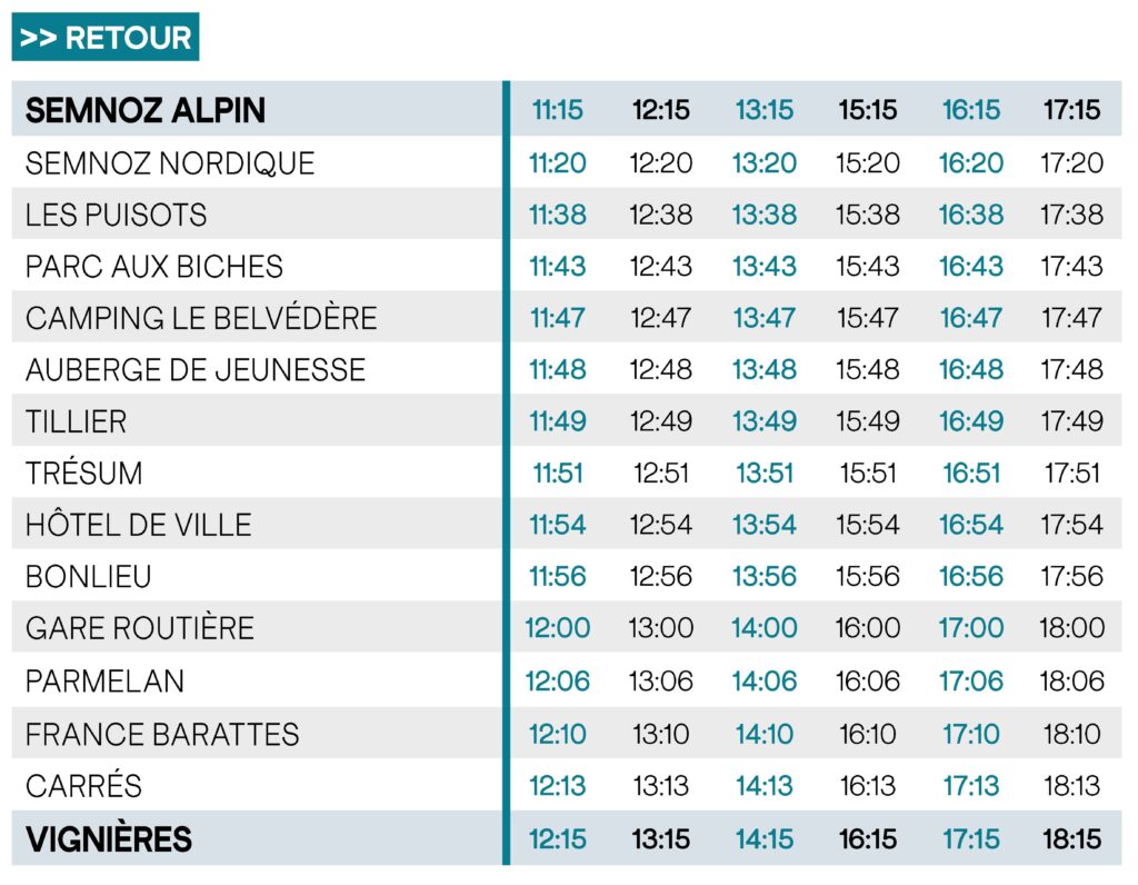 Horaires Retour Ligne S1