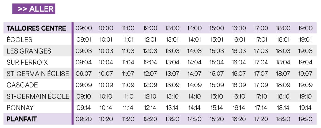 Horaires Aller Ligne F2 - Mobil'Été 2024