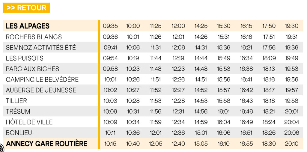 Horaires Retour Ligne S4 - Mobil'Été 2024