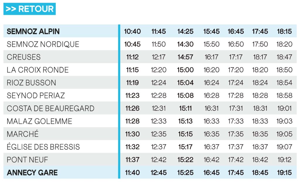 Ligne S2 - Horaires Retour - Mobil'Hiver 2025/2026