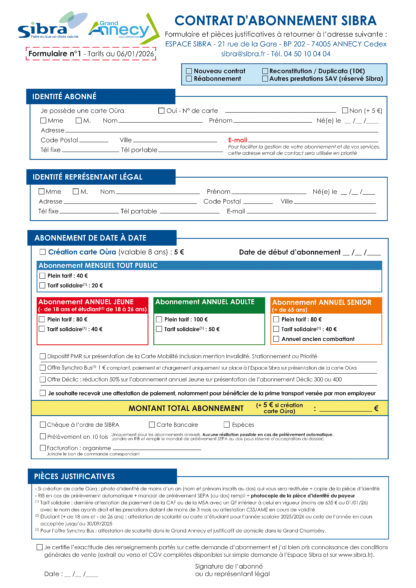 Formulaire Abonnement n°1 - 06/01/2026