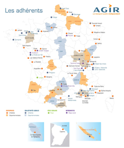 Carte de France du réseau AGIR dont SIBRA est membre